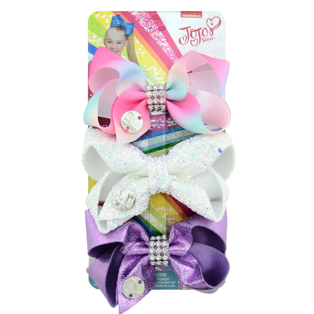 

3pcs/set 6.3inch hairClip Girls JOJO Bows Sequin Hair Bows Hairclips For Girl Handmade Rainbow Dance Party Kids Boutique HC19035