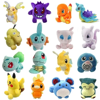 

New cartoon plush toys 12-17cm Pikachu Snorlax Charmander Mewtwo Dragonite cute soft stuffed dolls for Kids Christmas gift