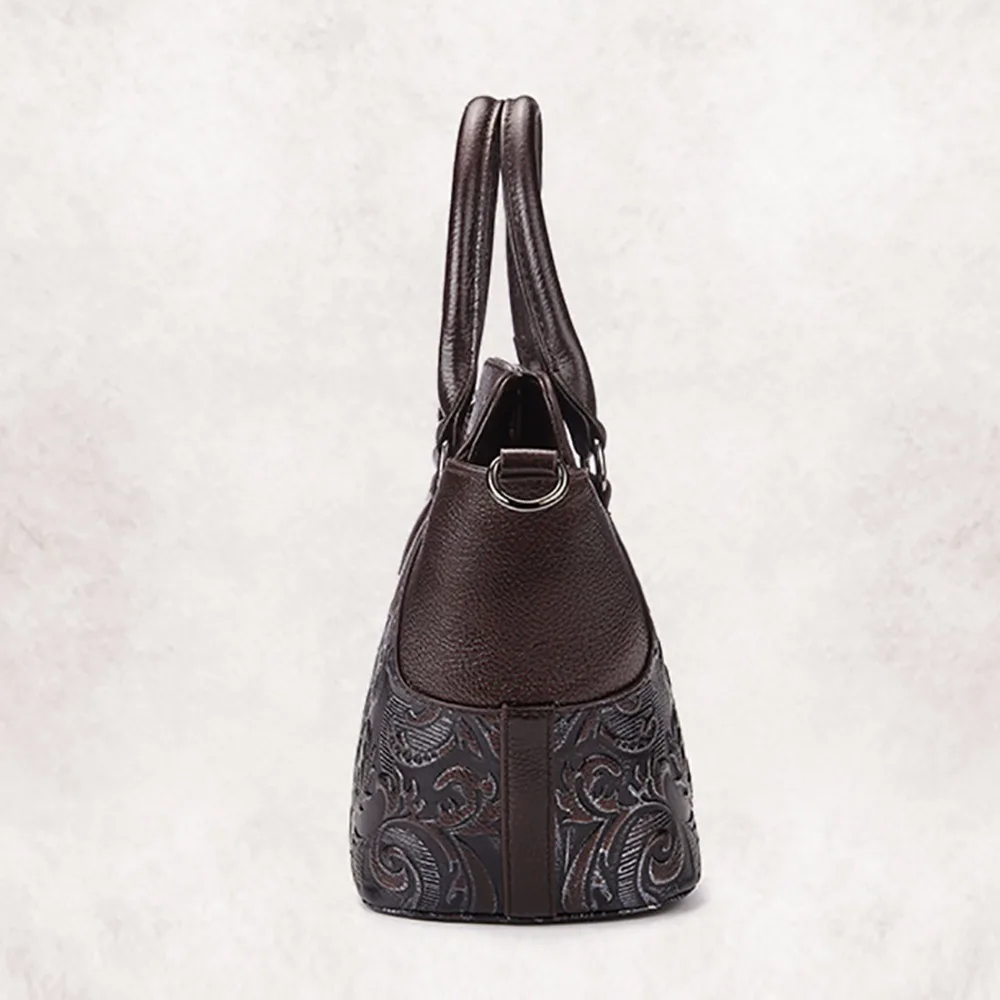 Высококачественная женская натуральная сумка из воловьей кожи, винтажная сумка с тиснением и верхней ручкой, дизайнерские сумки через плечо, роскошные сумки-мессенджеры