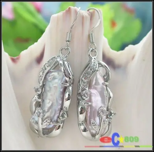 

hot sell new - wholesale 22MM DENS lavender BIWA PEARL EARRING