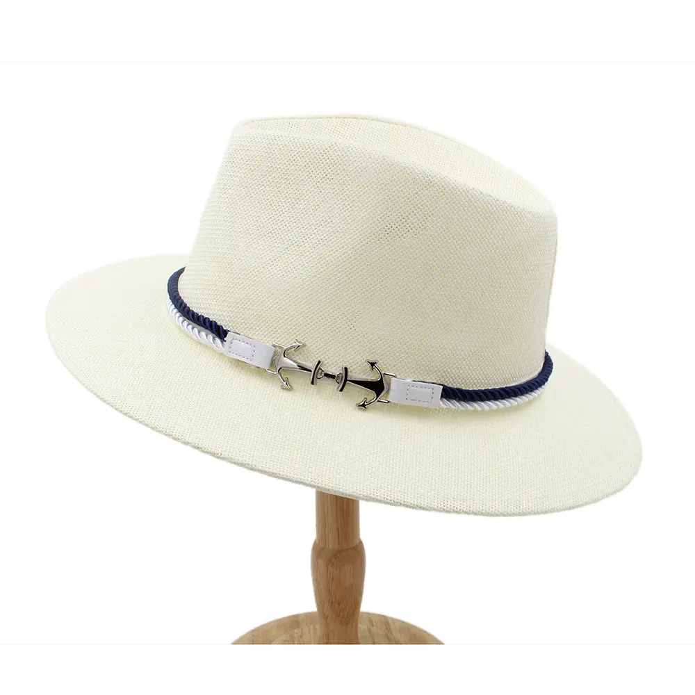 Для женщин Для мужчин соломенная шляпа с широкими полями Панама для пляж sunbonnet шляпа с бантом Размеры 56-58 см A0068