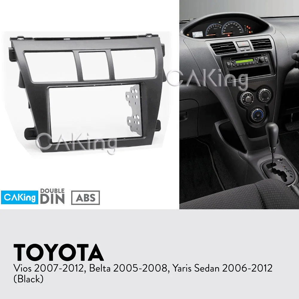 Автомобильная Радио панель для Toyota Vios 2007-2012; Yaris седан 2006-2012; Belta 2005-2008(черный) приборная панель лицевой переходник