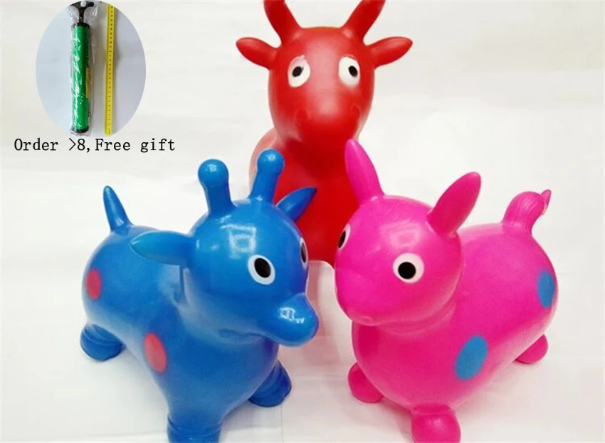 

Bouncy Jumping Horse Kids Animal Toys Mixed Colors Painted Cartoon Inflatable Vault Children's Toy Factory Supply 30*16*27