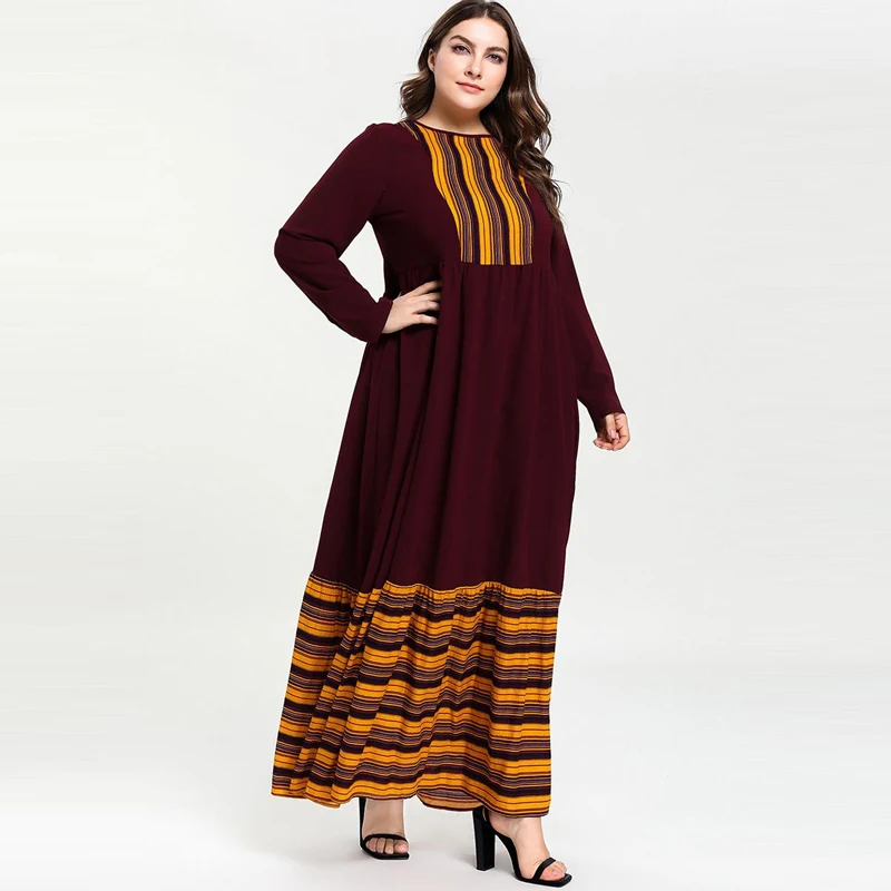 Abayas мусульманское платье Caftan Marocain пэчворк Рамадан длинный рукав кафтан женское исламское платье vestidos размера плюс M-4XL