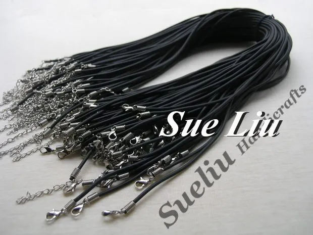 100 шт 2,5 мм черный резиновый шнур для ожерелья с застежкой Омаров-18"