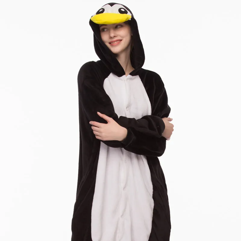 Черный Пингвин для взрослых кигуруми комбинезон женский костюм животного необычный мягкий Аниме Косплей цельный зимний комбинезон