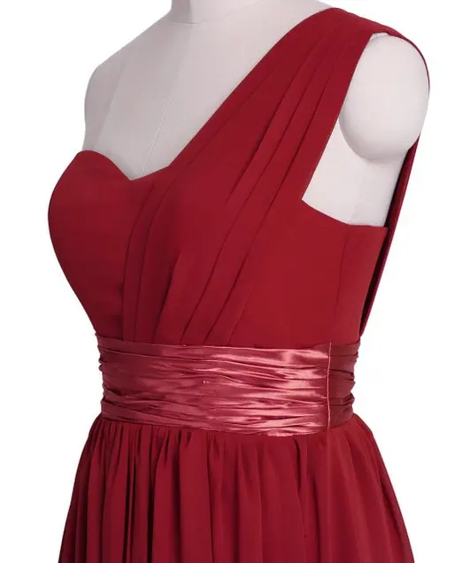 QNZL70L# платье на одно плечо с молнией сзади, красное, серое, шифоновое, длинное, плюс размер, платье для свадебной вечеринки, платья подружки невесты,, на заказ