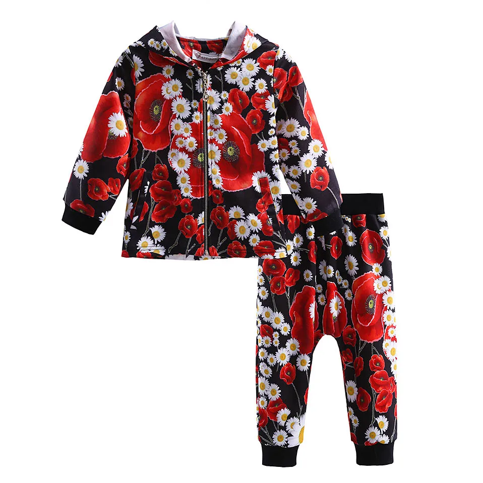 Pettigirl/ стильный комплект одежды для девочек на весну и осень, пальто с милым принтом фруктов и штаны с цветочным принтом CS81204-359F