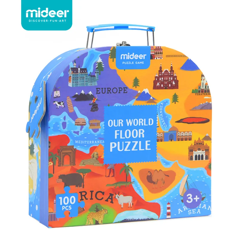 MiDeer 100Pcs Children Cognitive Educational Puzzle Toys Human Geography World Map Floor Puzzle Game Kids Gift With Box