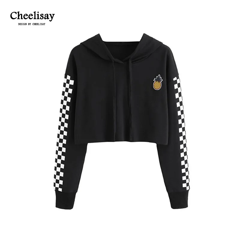 

Pineapple Printing Hoodies Sweatshirts harajuku Crew neck Sweats Women Clothing Feminina Loose Short Fleece Jumper Sweats Warm