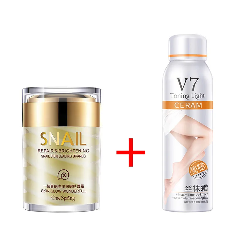 

2PCS OneSpring Anti Wrinkles Snail Cream + BIOAQUA Women Invisible Stockings Cream Liquid Tights Silk Mask Moisturzing Skin Care