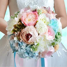 Подсолнухи разноцветные Сатиновые розы/украшение на свадьбу свадебный букет невесты Букет Искусственный букет новое поступление