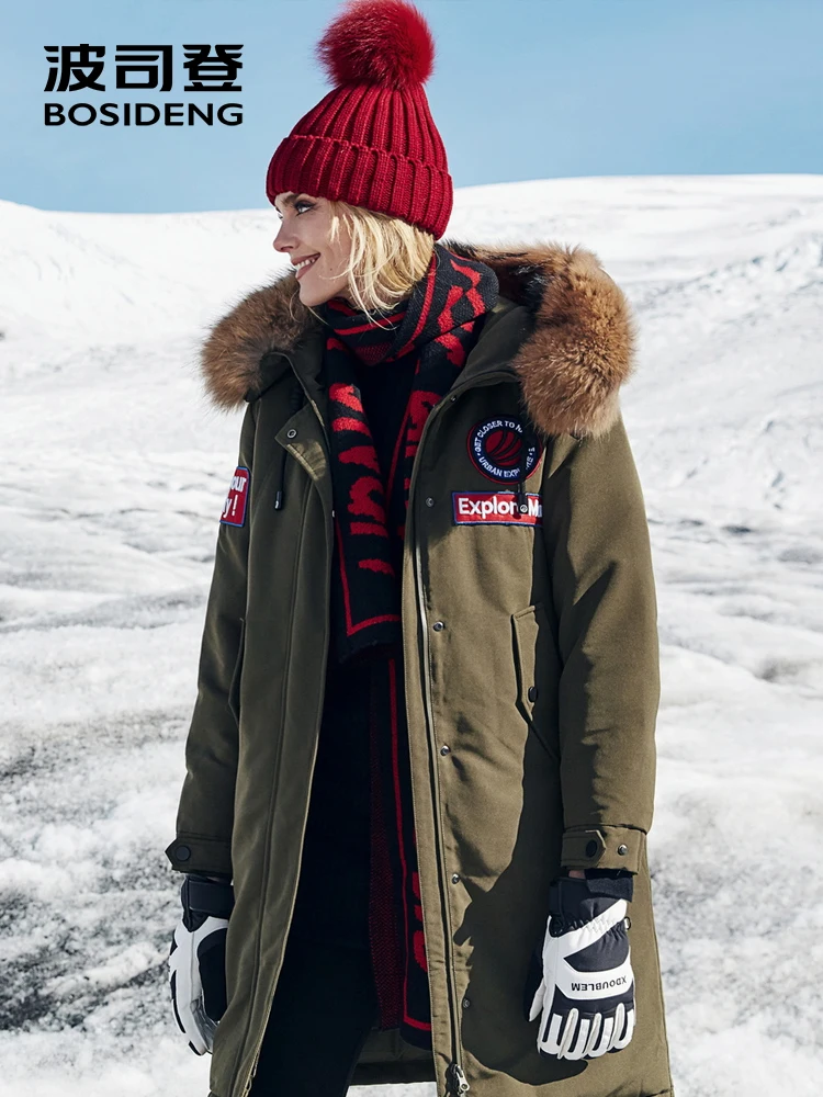 

BOSIDENG new 90% goose down jacket women harsh winter explore more waterproof natural fur collar windproof ski coat B80142150