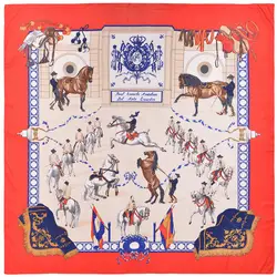 2018 Элитный бренд шелковый шарф кисточкой дворец с принтом лошади женщина шеи шали палантины écharpe Foulards Femme бандана