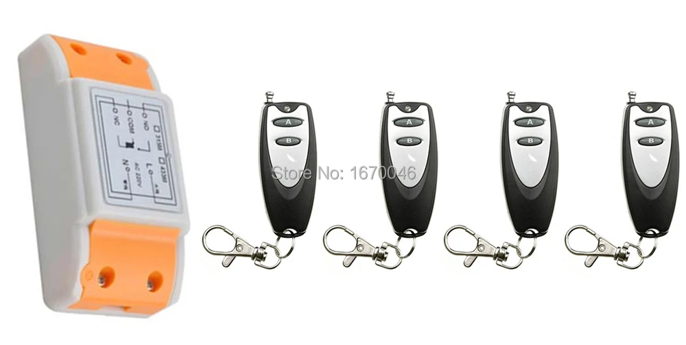 

High quality new Wireless RF Remote Control Switch AC220V 10A 1CH 4PCS Transmitter With Battery+ Receiver Access/door System