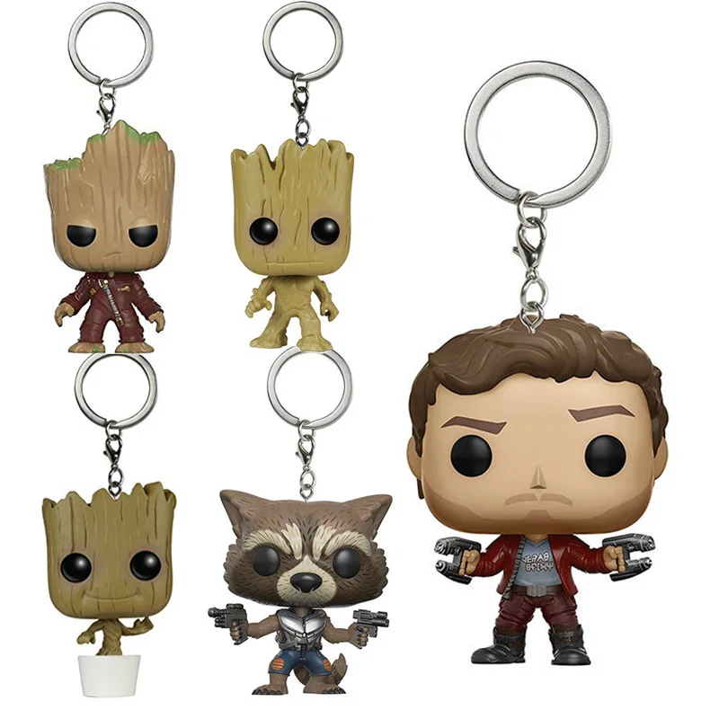 

Action Figure Guardians Of The Galaxy Key Ring Super Cute Grout Star Lord Rocket Raccoon Collectible Model Toys Gift