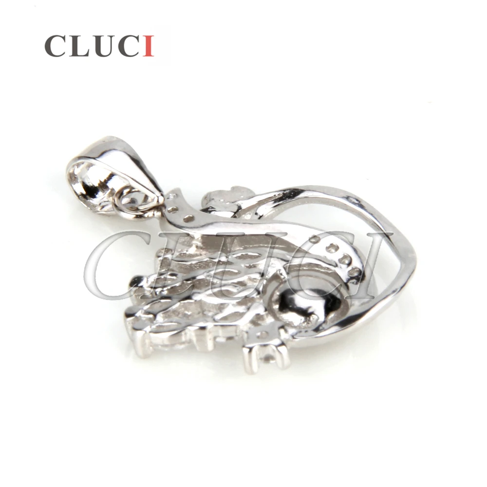 CLUCI Silver 925 Elegant Women Charms Pendant Jewelry 925 Sterling Silver Pearl Pendant Mounting Peafowl Shaped SP087SB