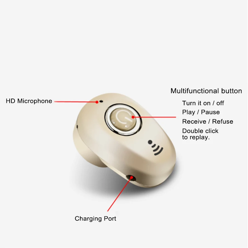 Robotsky мини беспроводные bluetooth-наушники-вкладыши беспроводные наушники гарнитура с микрофоном для iPhone