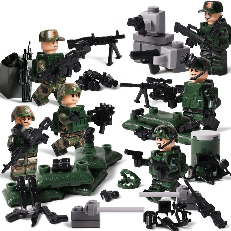 Military Series Army WW2 Soldier Model Building Blocks Set Weapon Special Force SWAT Gun LegoINGlys Military Figures Toys Gift 
