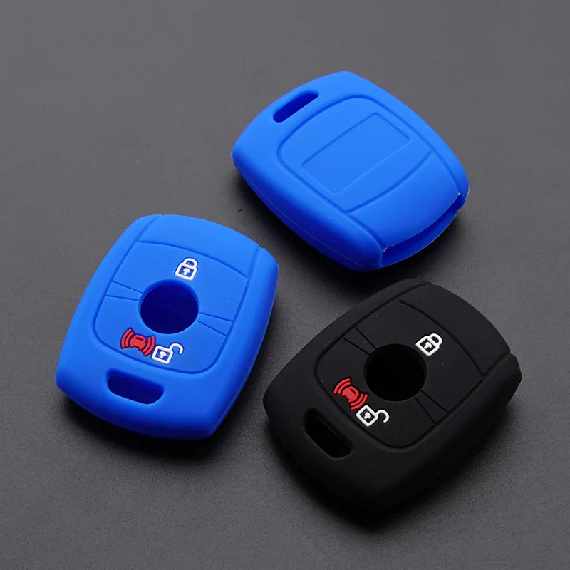 

Silicone car Key fob case Cover hood set skin for SSANGYONG ACTYON KYRON REXTON 2 buttons remote keyless keychain protected