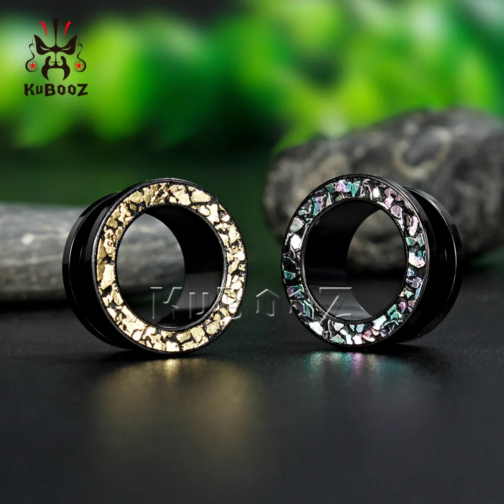 Kubooz piercing stainless steel body jewelry black screw ear plugs and