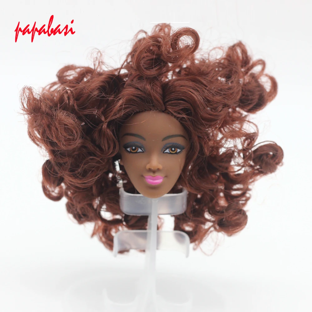

1PCS Brown Hair Doll Head For FR Black Dolls DIY head as for 1/6 doll Dolls Hair Head