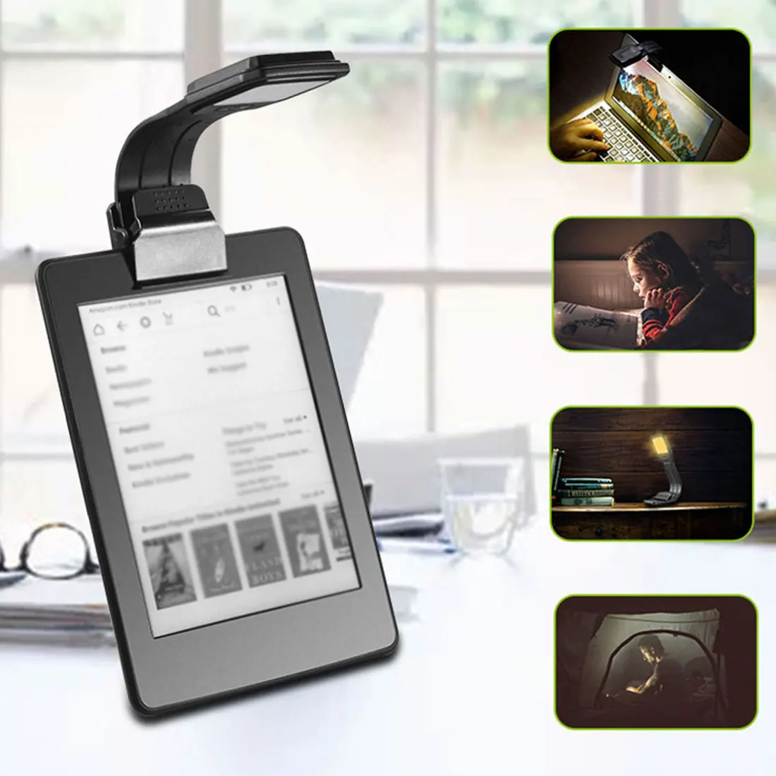 

USB Clip Book Light Portable Mini Rechargeable By Power Bank Flexible Angle Eye Protection Reading Lamp For Kindle Book