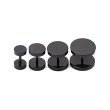 Черные серьги-гвоздики, унисекс, мужские и женские серьги, круглые штанги, модные серьги-гвоздики, ювелирные изделия для пирсинга, поддельные пробки, 1 пара