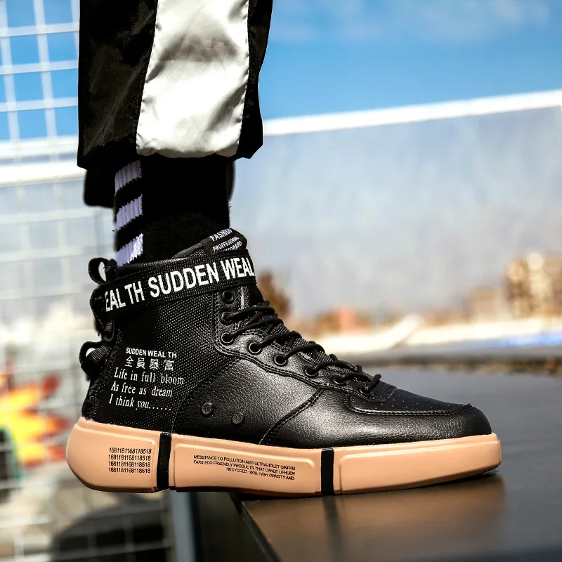 cheap 2019 Autumn Men High Top Sneakers Breathable Socks Shoes Male Hip Hop Shoes Zapatillas Hombre tenis masculino adult
