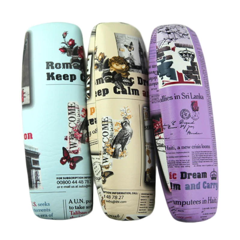 KESMALL Fashion Eyeglasses Case Newspaper Flower Print Myopia Glasses