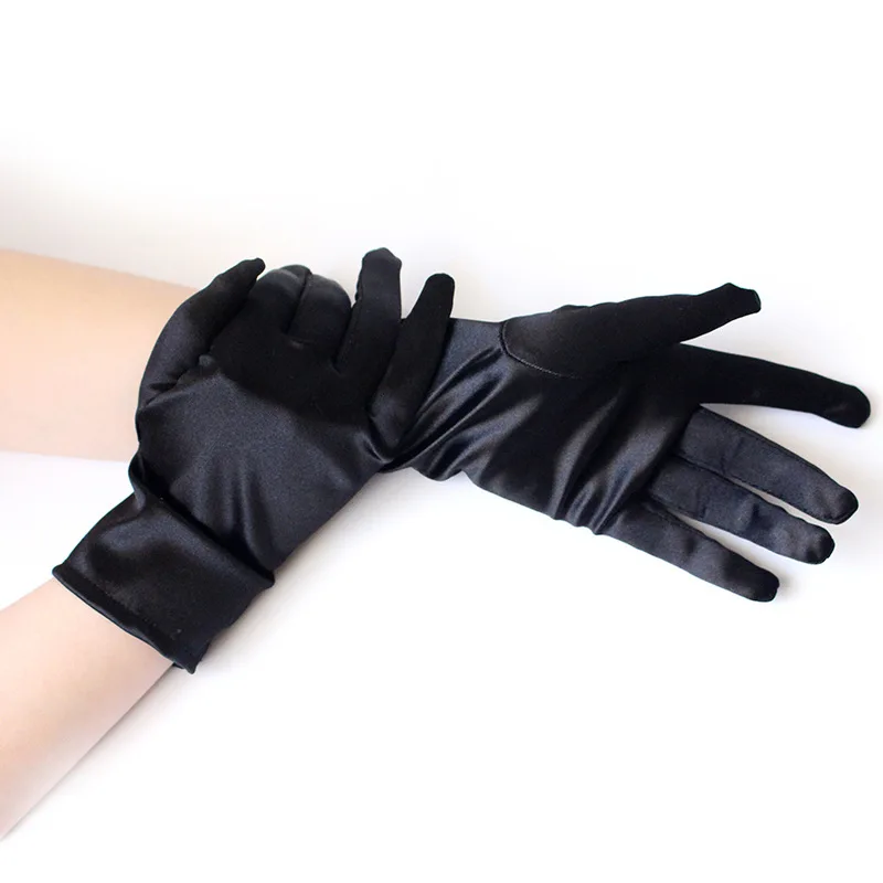 1Pair women satin golves Mitten vintage fashion Lady Short Gloves Prom