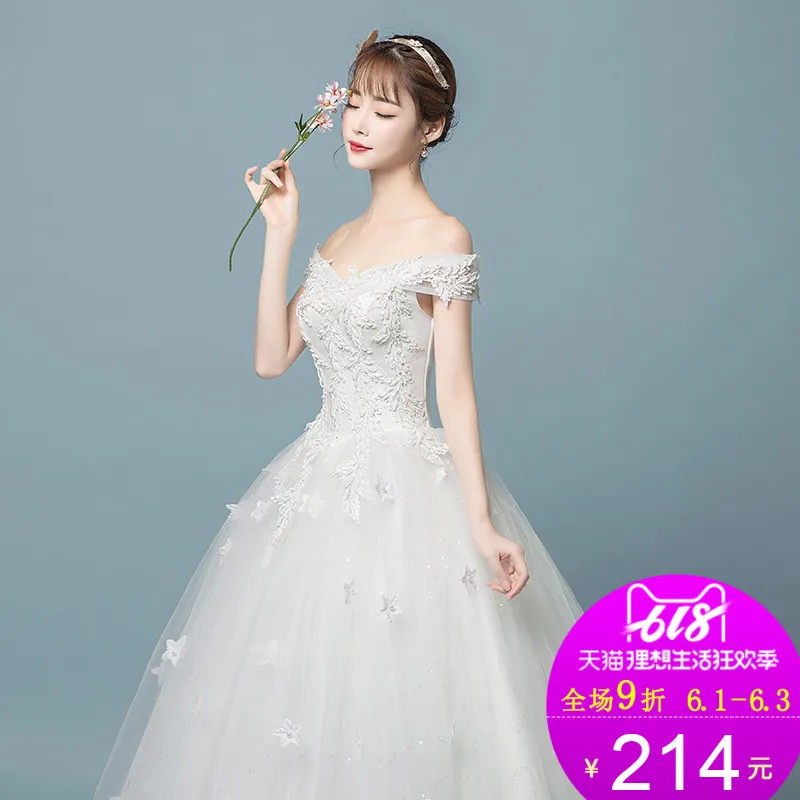 

2019 Simple White Wedding Dresses Princess long Applique Puffy Ball Gown Bridal Dress Robe De Mariee Spring vestido de noiva New