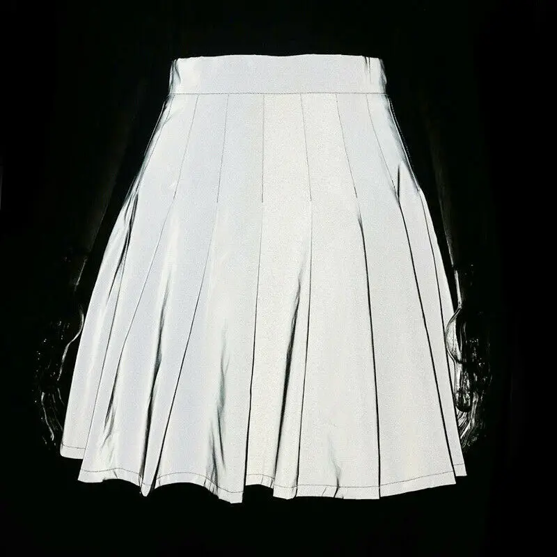 2019 Новый Для женщин мода уличная отражающие юбки летние пикантные Высокая талия плиссированные юбки леди ночной клуб вечернее крутое