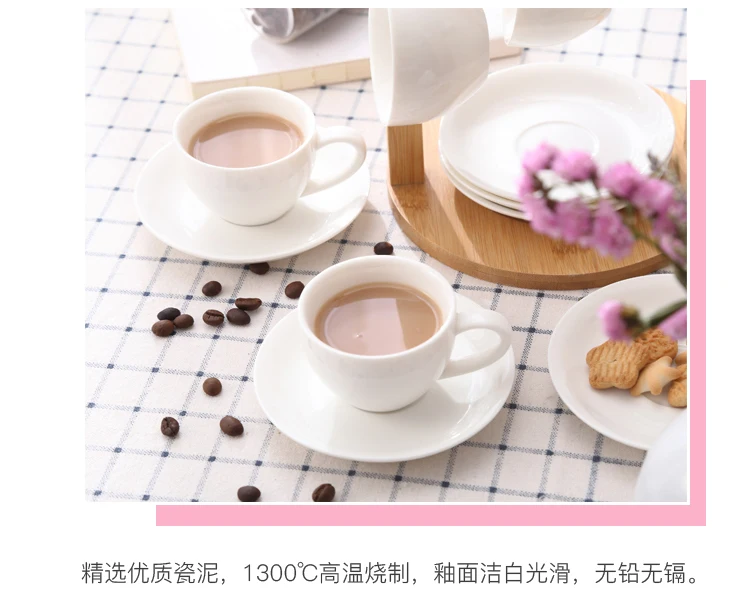 6pcs/set Ceramics Coffee Cup and Saucer Set Cup Holder Simple Home Afternoon Tea Set Creative Espresso Cup Saucer 90ml