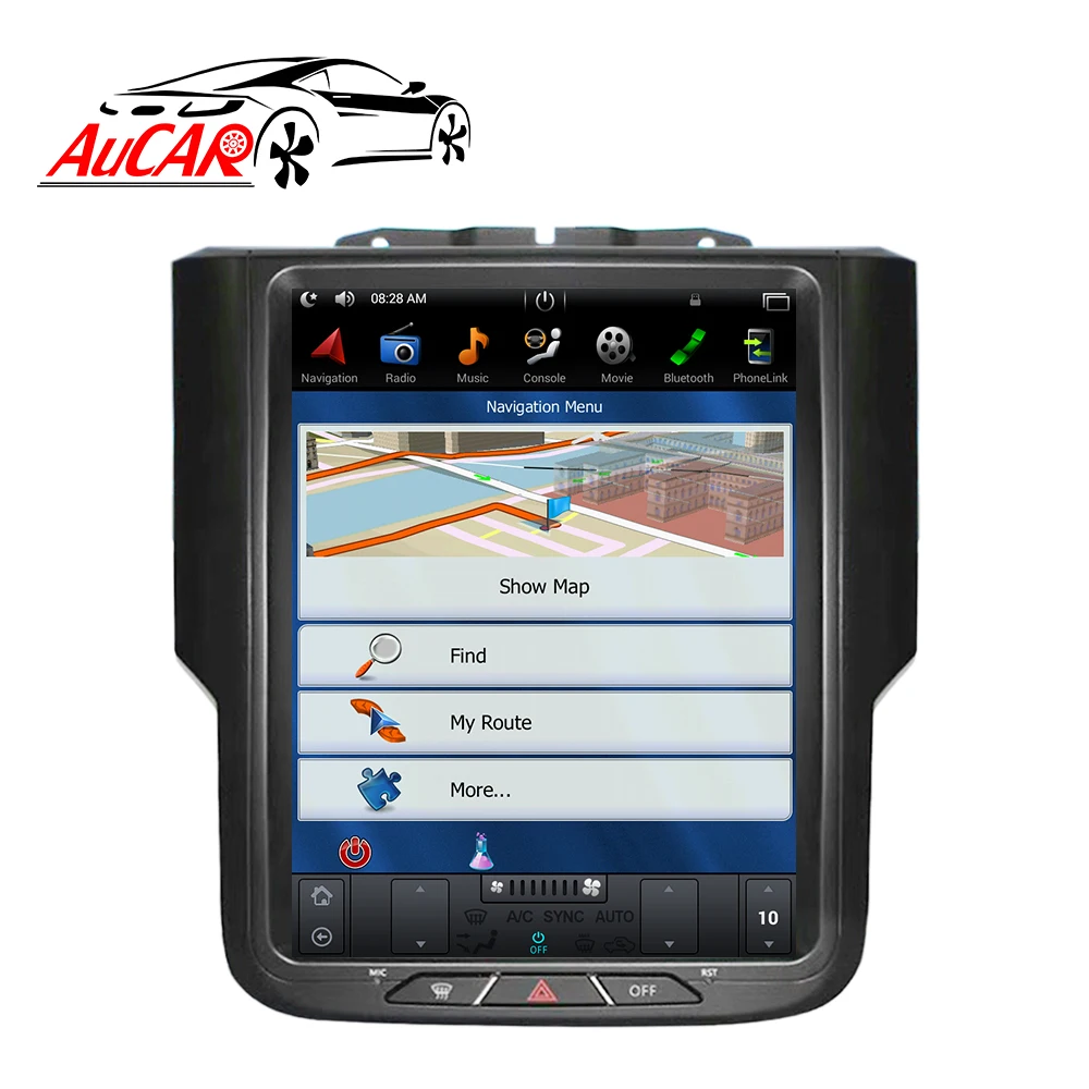 Discount Android 6.0 Tesla Style 10.4" Car DVD Player for Dodge RAM GPS System Audio 2014 - Bluetooth Radio WIFI 4G Vertical Stereo IPS 4