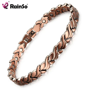 

RainSo Fashion Red Copper Magnetic Bio Energy Bracelets & Bangles for Women Healing Magnet Bracelet Female Jewelry OCB-1551 2020