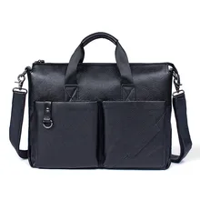 Бренд, натуральная кожа, мужские сумки-мессенджеры, мягкая поверхность, телячья кожа, рисунок личи, черный цвет, большие мужские портфели для ноутбука