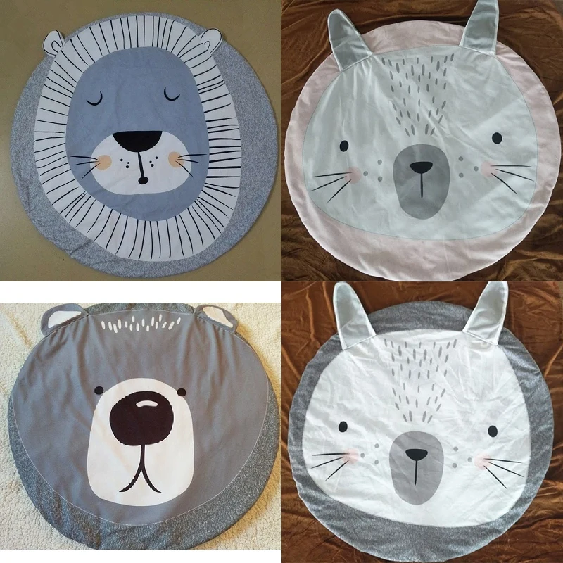 

Cartoon Animals Lion Bear Rabbit Face Baby Play Mats Crawling Rug Carpet Blanket Pad Nordic Kids Room Decor Photo props