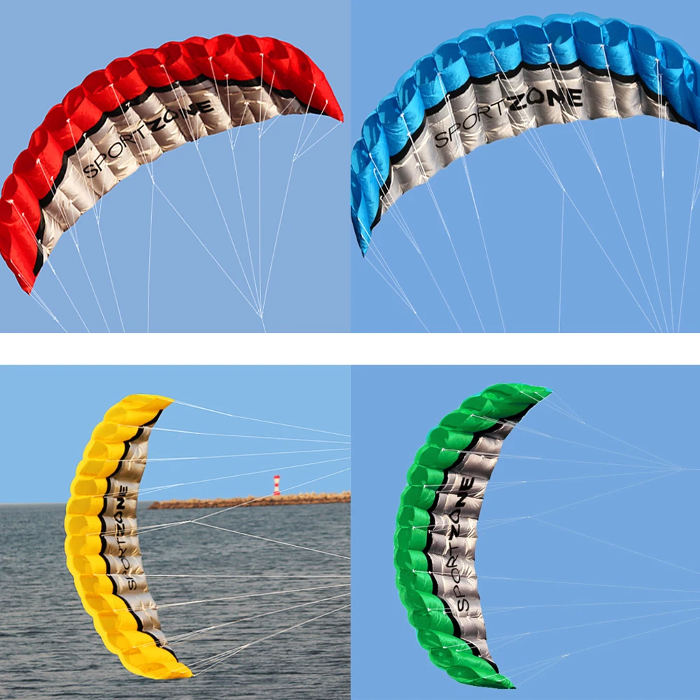 

High Quality 2.5m Dual Line 4 Colors Parafoil Parachute Sports Beach Kite Easy to Fly Kite with Handle 30m Line Outdoor Fun Toys