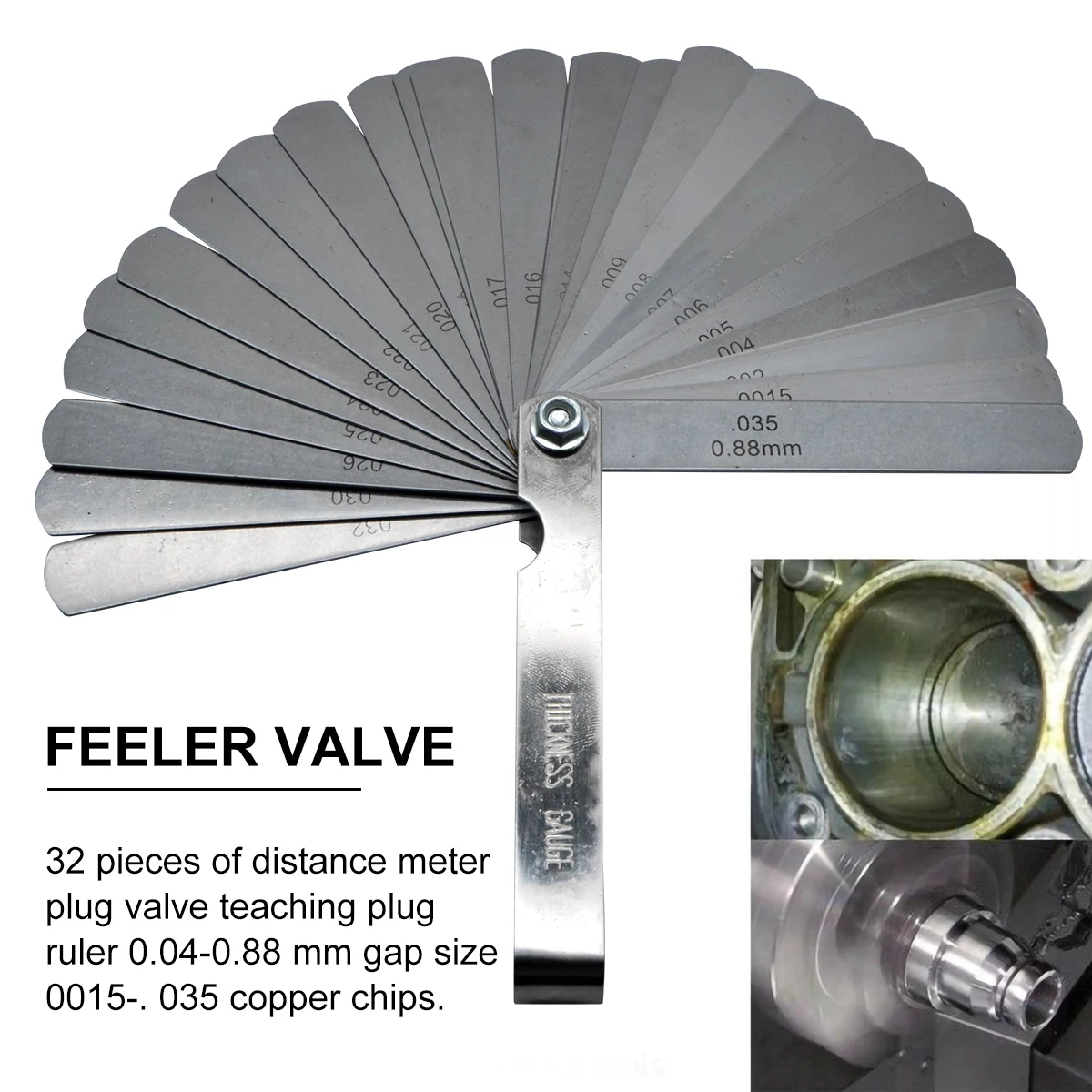 32 шт. дальномер Feeler датчик Клапан Обучения Feeler датчик нержавеющая сталь 0,04-0,88 мм складной измерительный инструмент