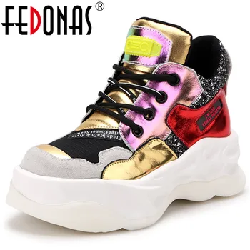 

FEDONAS New Brand Round Toe Cross Tied Women Flats Genuine Leather Fashion Patchwork Women Sneakers Party Casual Shoes Woman