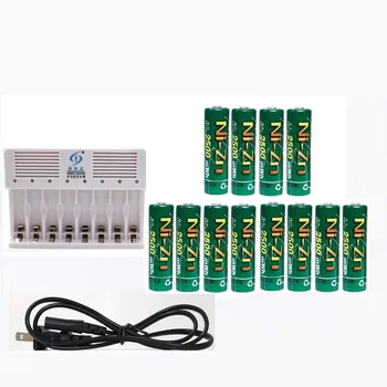 

12Pcs NiZn Ni-Zn 1.6V AA 2500mWh Rechargeable Battery + 8 ports Ni-Zn NiMH AA AAA battery Charger