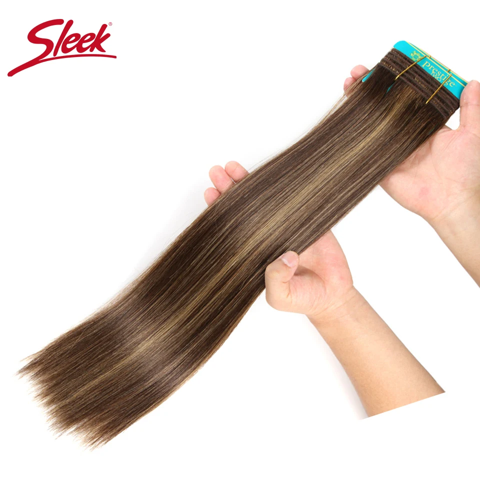 Sleek Double Drawn Brazilian Remy Human Hair Brown 4/30 P1B/30 Silky Straight Hair Weave P4/27 Color Human Extension 1 Pcs