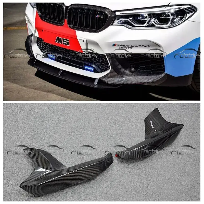 

P Style Carbon Fiber Front Splitters Pieces Flaps Corner Bumper Lip Spoiler Protector For BMW F90 M5 OLOTDI Car Styling