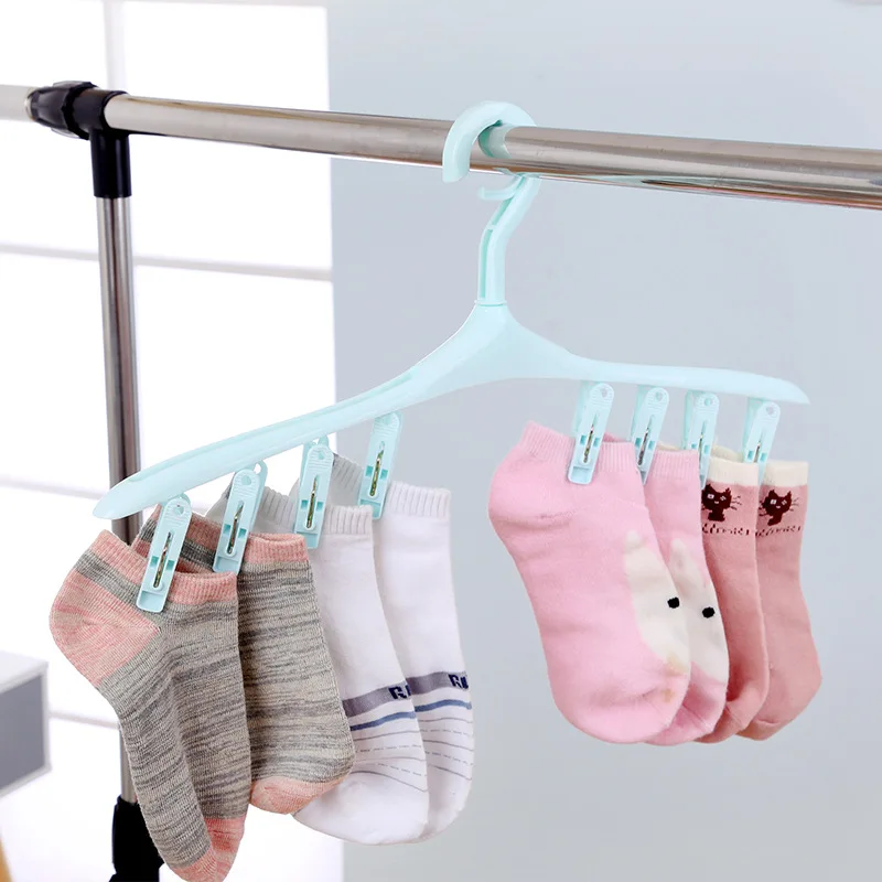 Multifunction Practical 8 Clips Plastic Laundry Socks Washing Clothes Airer Dryer Rack Hanger
