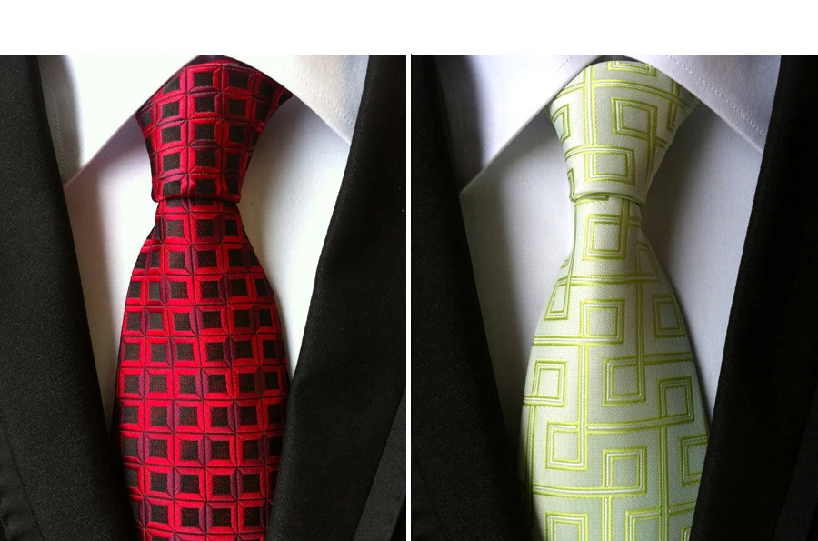 RBOCOTT Fashion Plaid Tie Men's Striped Ties 8 cm Necktie Black Neck Tie For Formal Business Groom Wedding Party Accessory