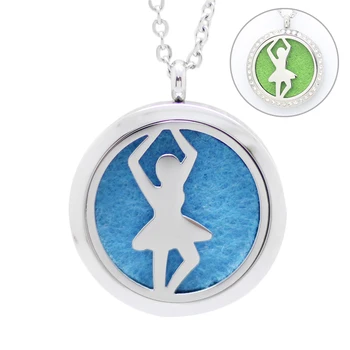 

10PCS Ballet Dancer Magnectic 30mm Perfume Locket Pendant Silver Aromatherapy Oils Diffuser Locket