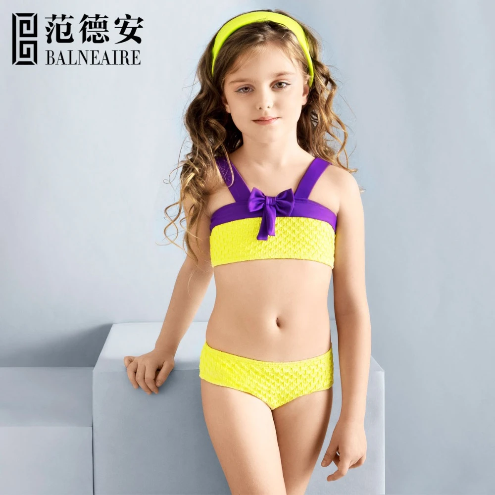 Balneaire女の子ビキニ セット 特殊生地用子供 明るい黄色と紫の色パッチワーク Bikinis Kids Fabric For Soft Toysbikini Summer Aliexpress