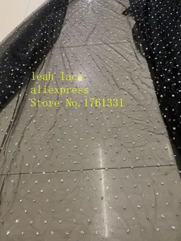 

5yrads/bag Silver speckled glitter powder black mesh French fashion fabric used for wedding dress stage CH32#