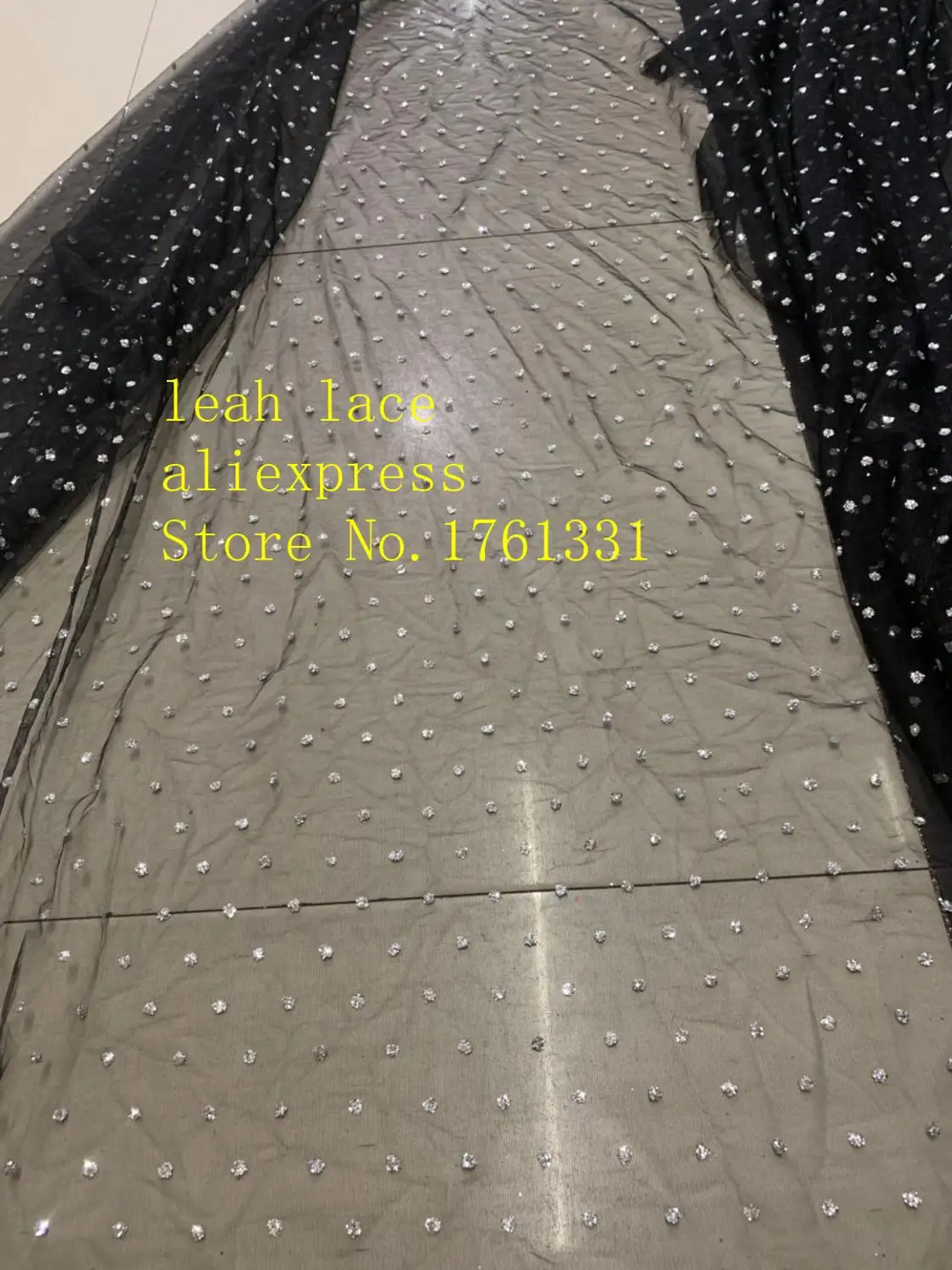 

5yrads/bag Silver speckled glitter powder black mesh French fashion fabric used for wedding dress stage CH32#